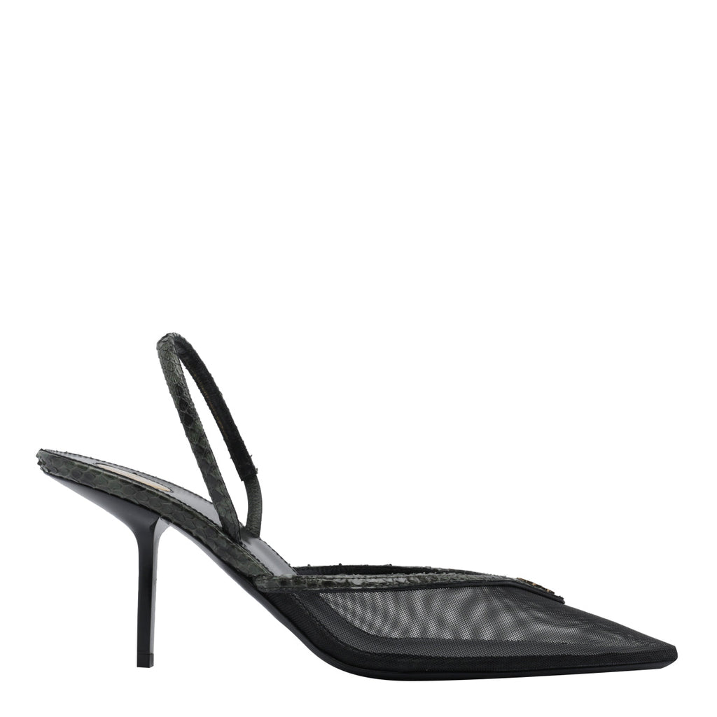 Saint Laurent Women's Back Open Pumps in Black Leather - view 1