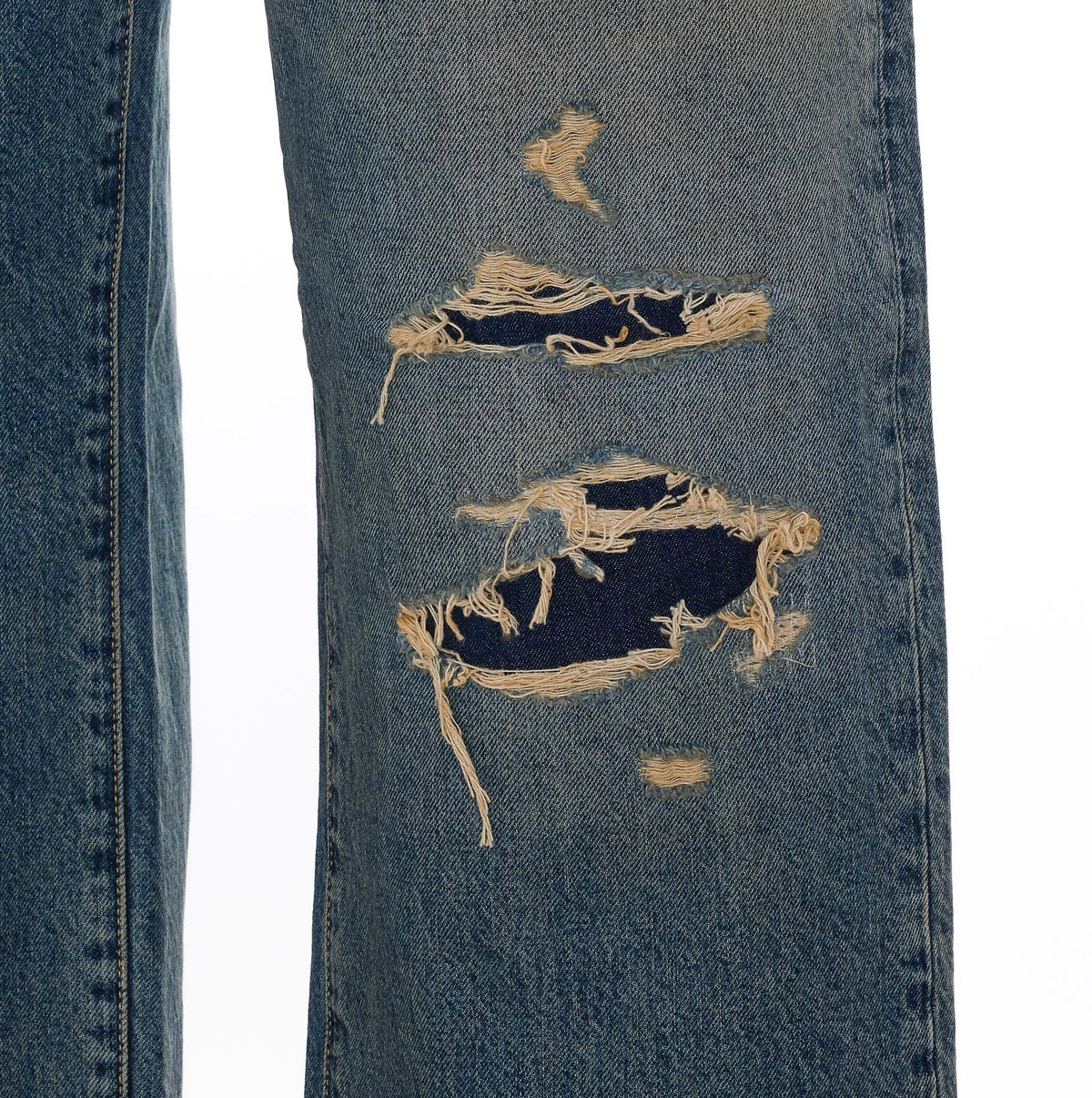 Maison Margiela Men's Distressed Jeans in Blue Polyester - view 2