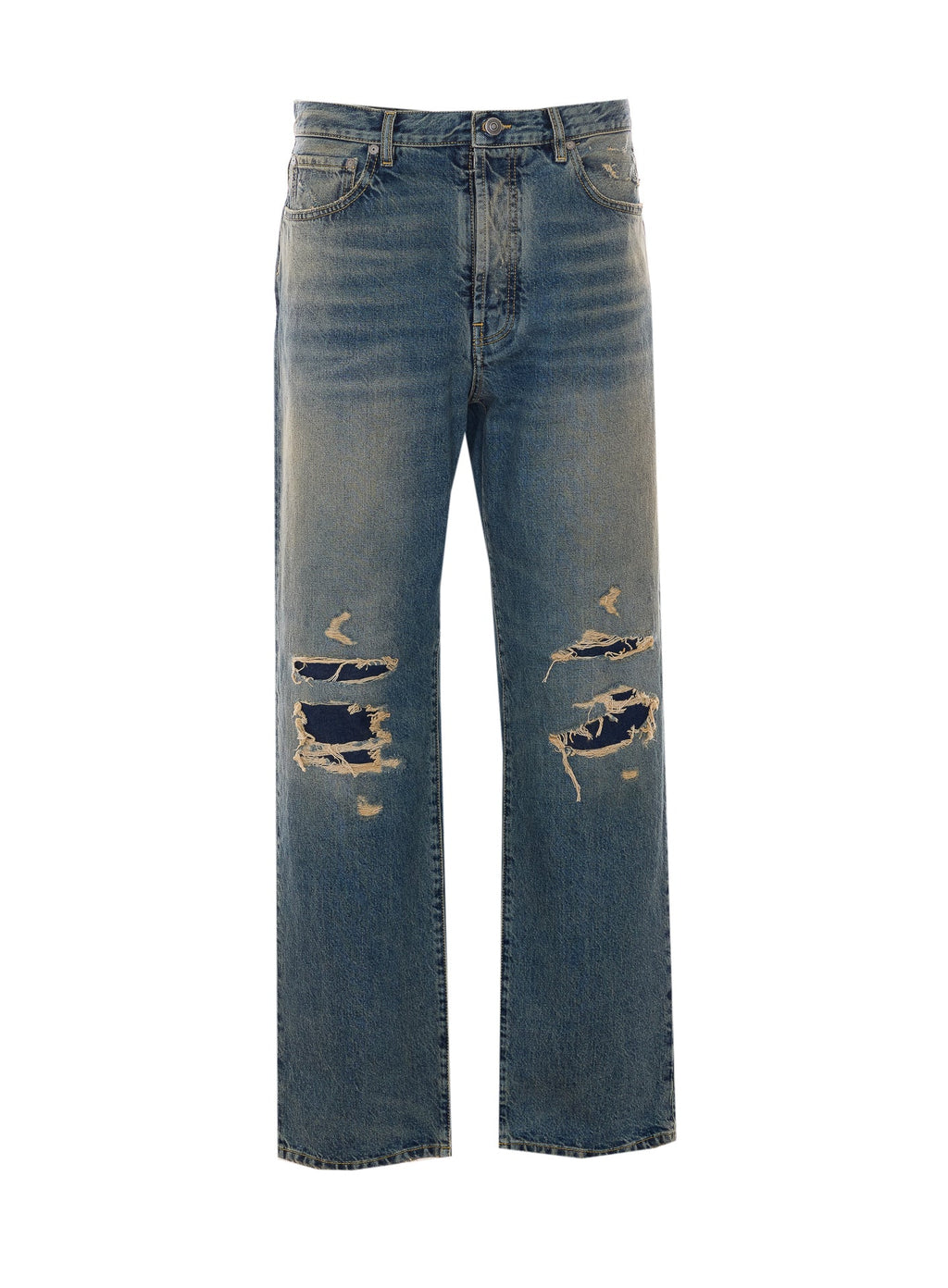 Maison Margiela Men's Distressed Jeans in Blue Polyester - view 1
