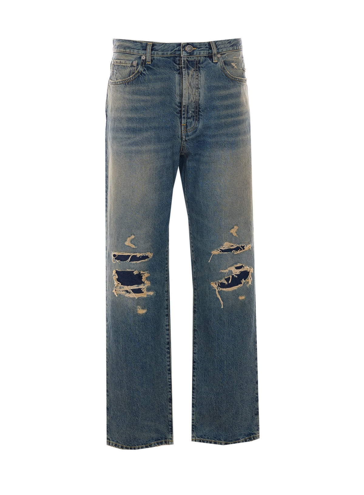 Maison Margiela Men's Distressed Jeans in Blue Polyester - view 1