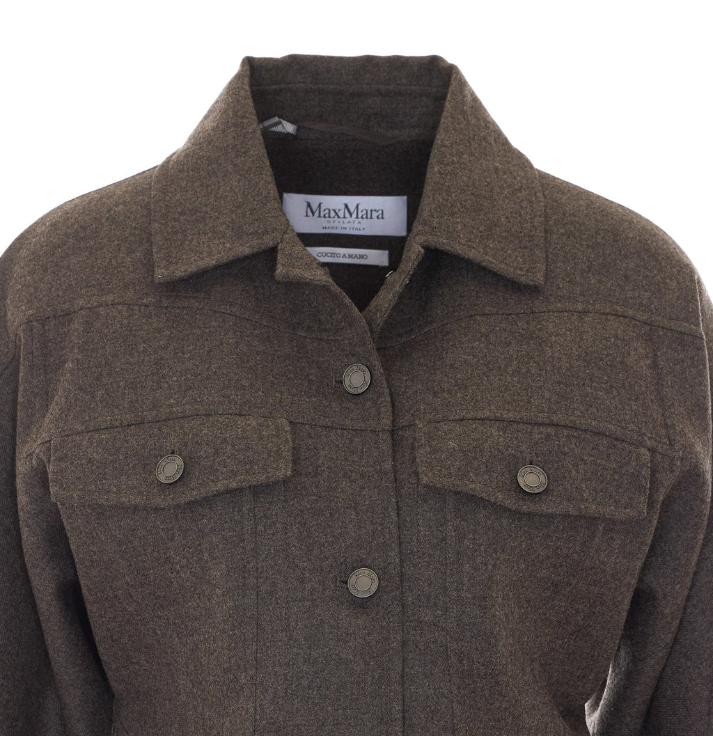 Max Mara Women's Rapace Felted Wool Trucker Jacket in Grey - view 5