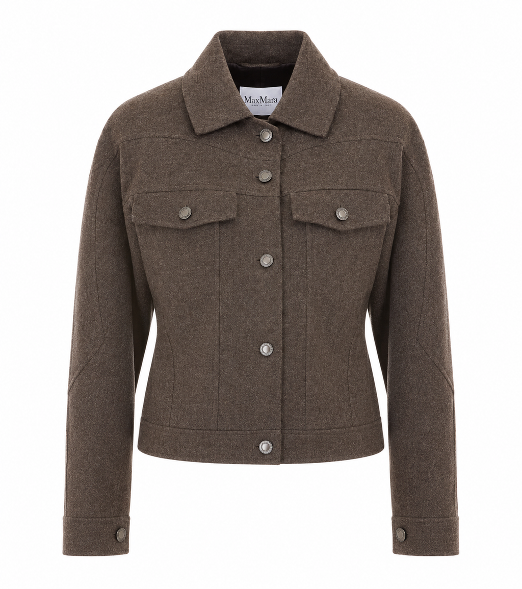 Max Mara Women's Rapace Felted Wool Trucker Jacket in Grey - view 1
