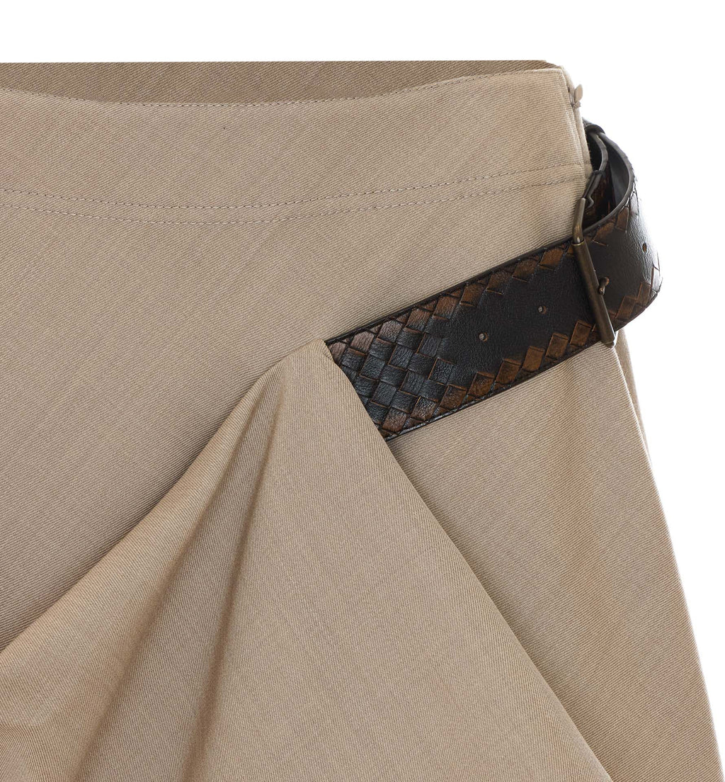 Bottega Veneta Women's Twill Mini Skirt in Beige Cotton - view 4