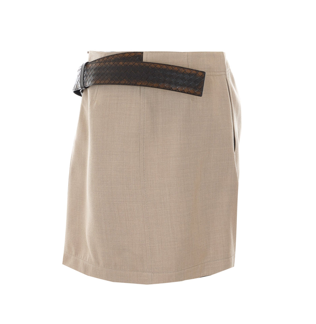 Bottega Veneta Women's Twill Mini Skirt in Beige Cotton - view 2