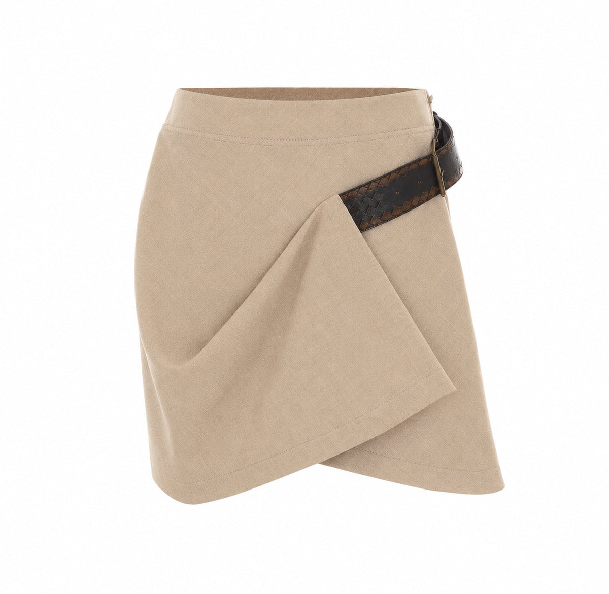 Bottega Veneta Women's Twill Mini Skirt in Beige Cotton - view 1
