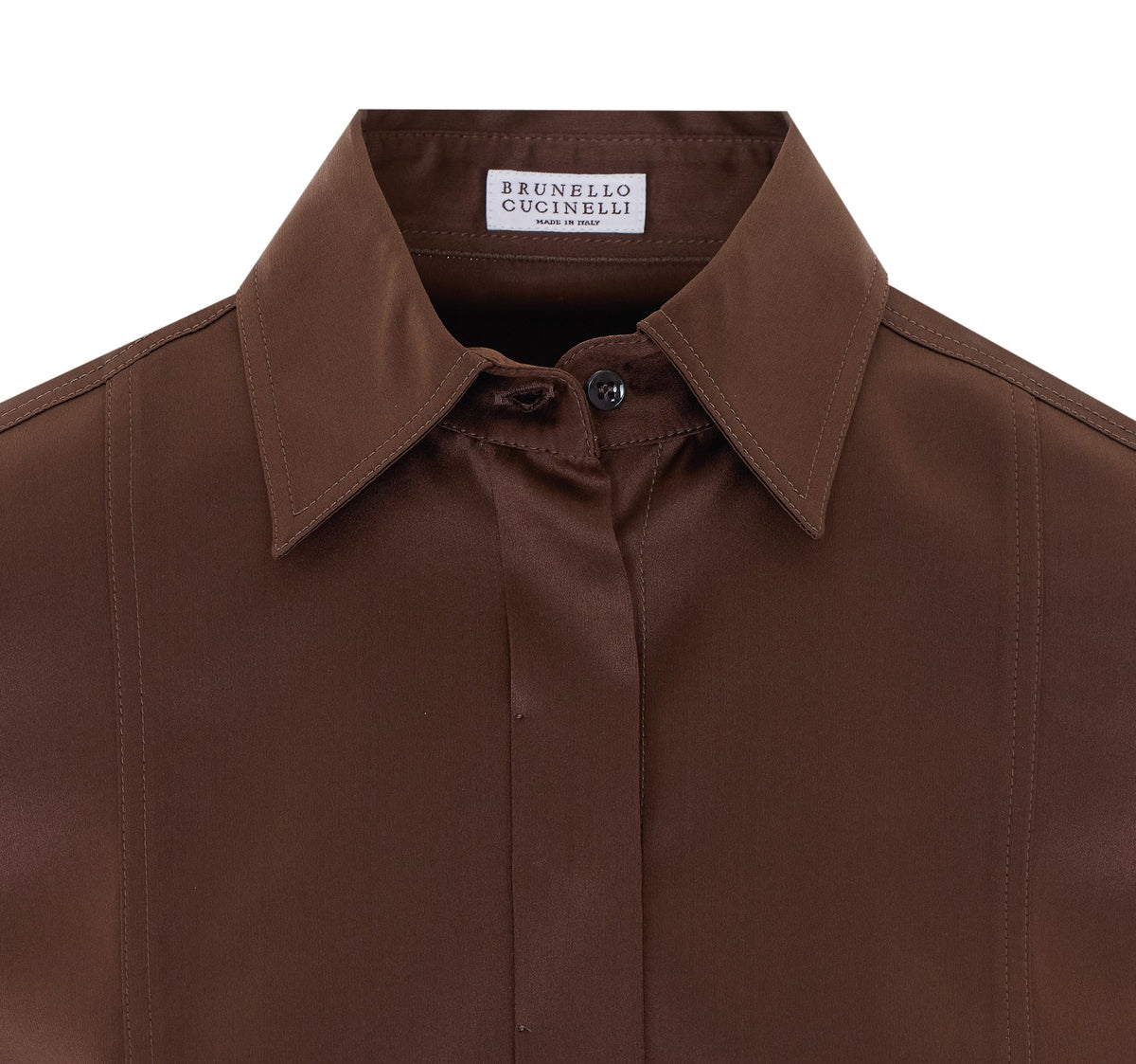 Brunello Cucinelli Women's Silk Satin Shirt in Brown - view 4