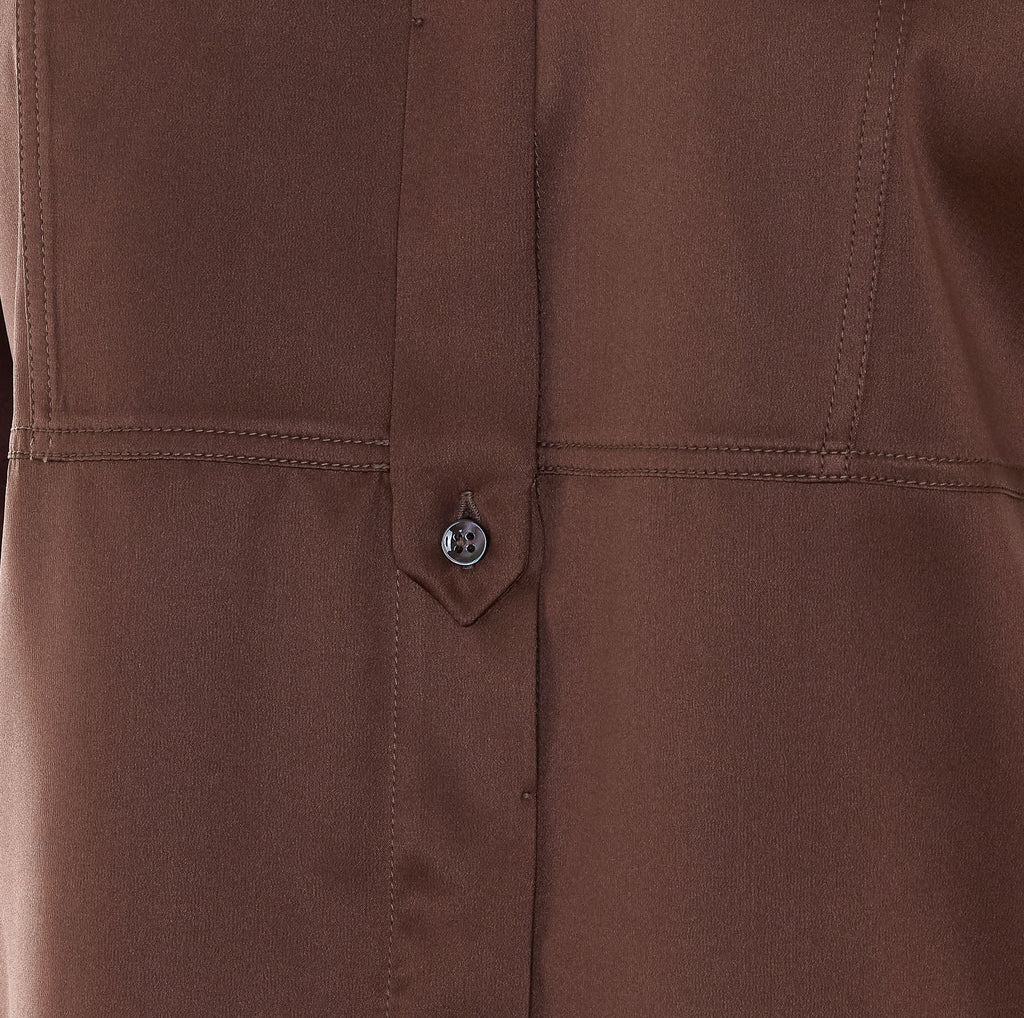 Brunello Cucinelli Women's Silk Satin Shirt in Brown - view 3