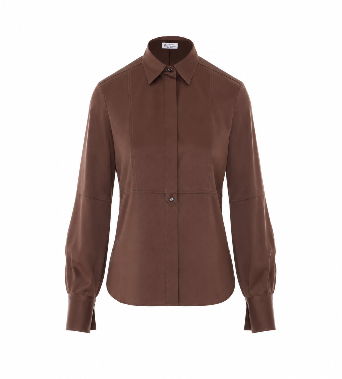 Brunello Cucinelli Women's Silk Satin Shirt in Brown - view 1