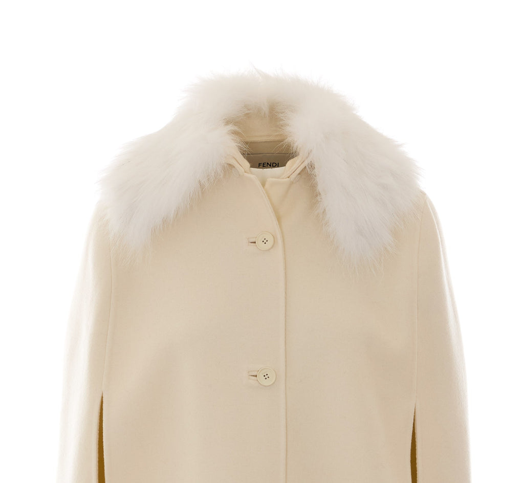 Fendi Women's Cape in Ivory White Wool - view 5
