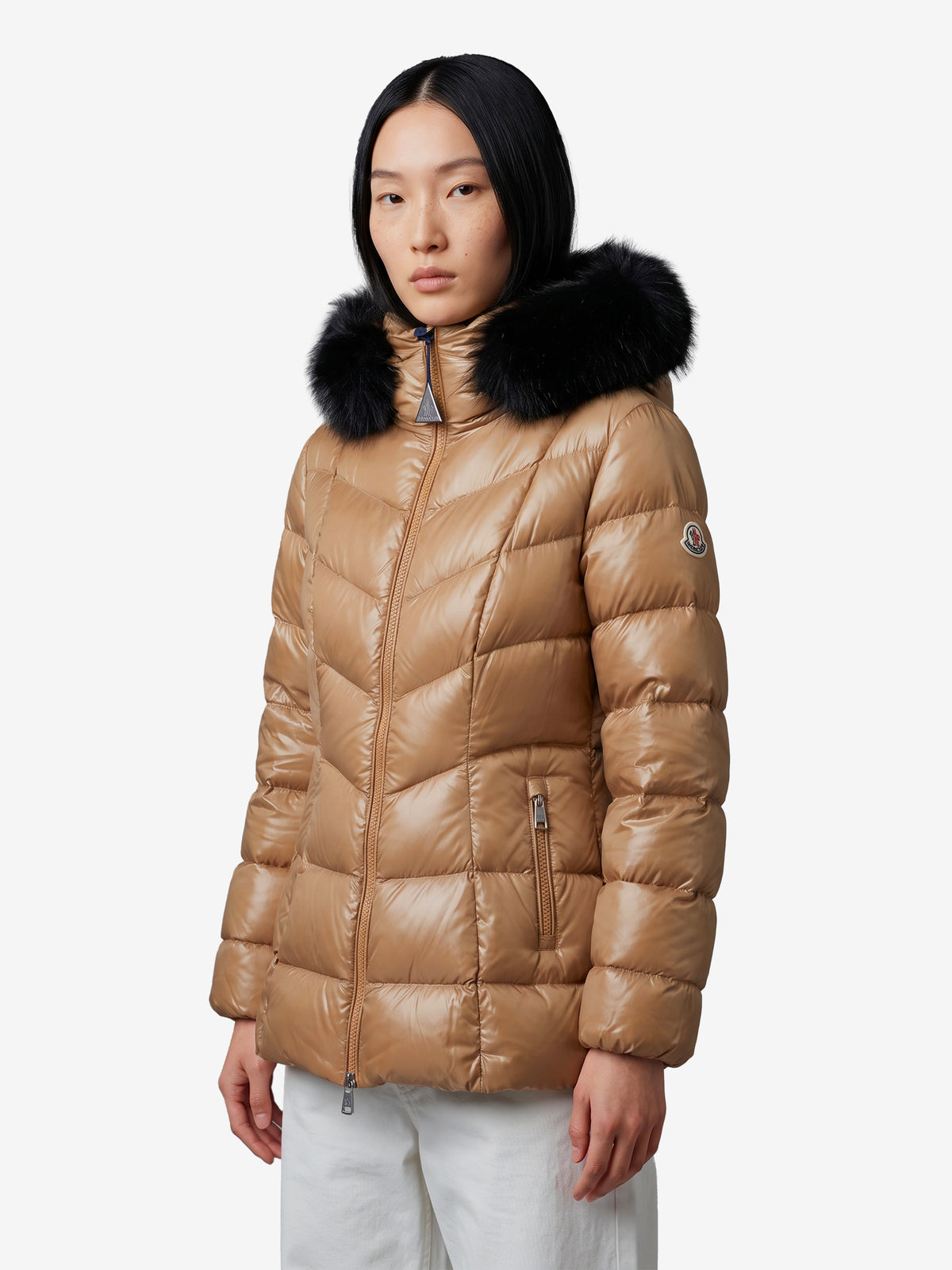 Moncler Women's Short Fulmar Down Jacket in Brown