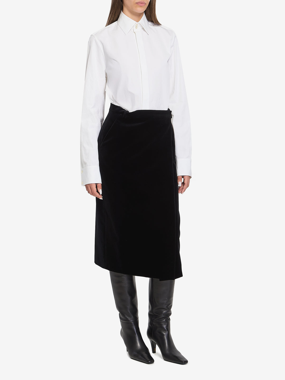 Saint Laurent Women's Wrap Skirt in Velvet in Black