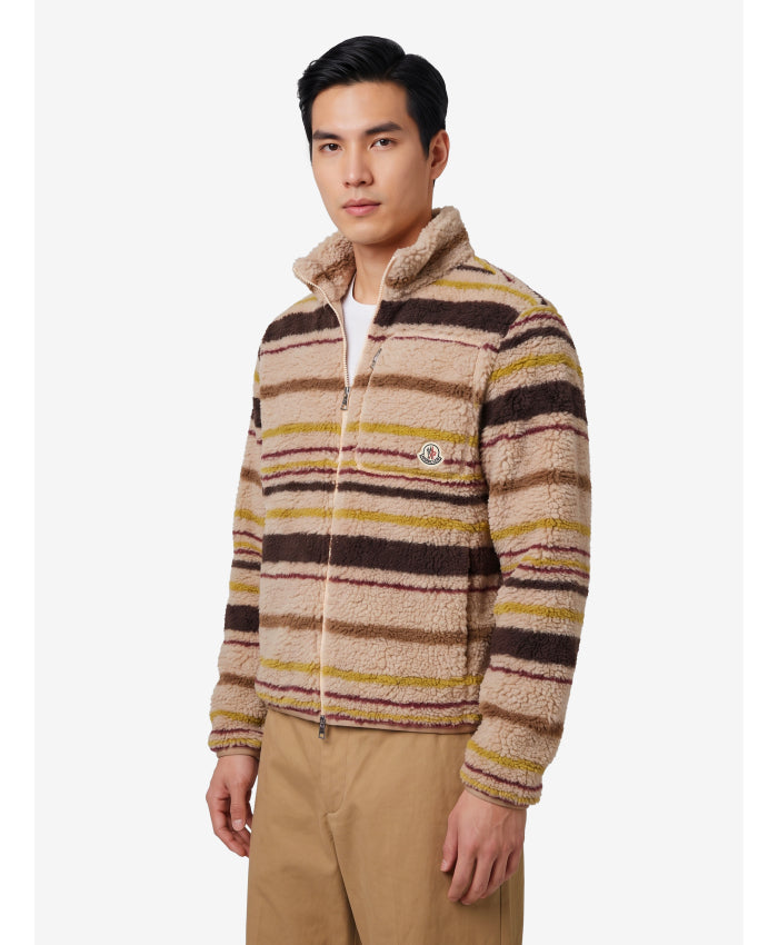 Moncler Men's Teddy-effect Zip Cardigan in Brown