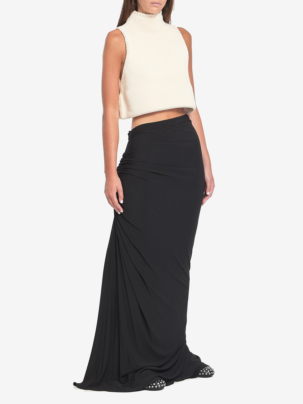 Alaia Women's Maxi Draped Jersey Dress in Black