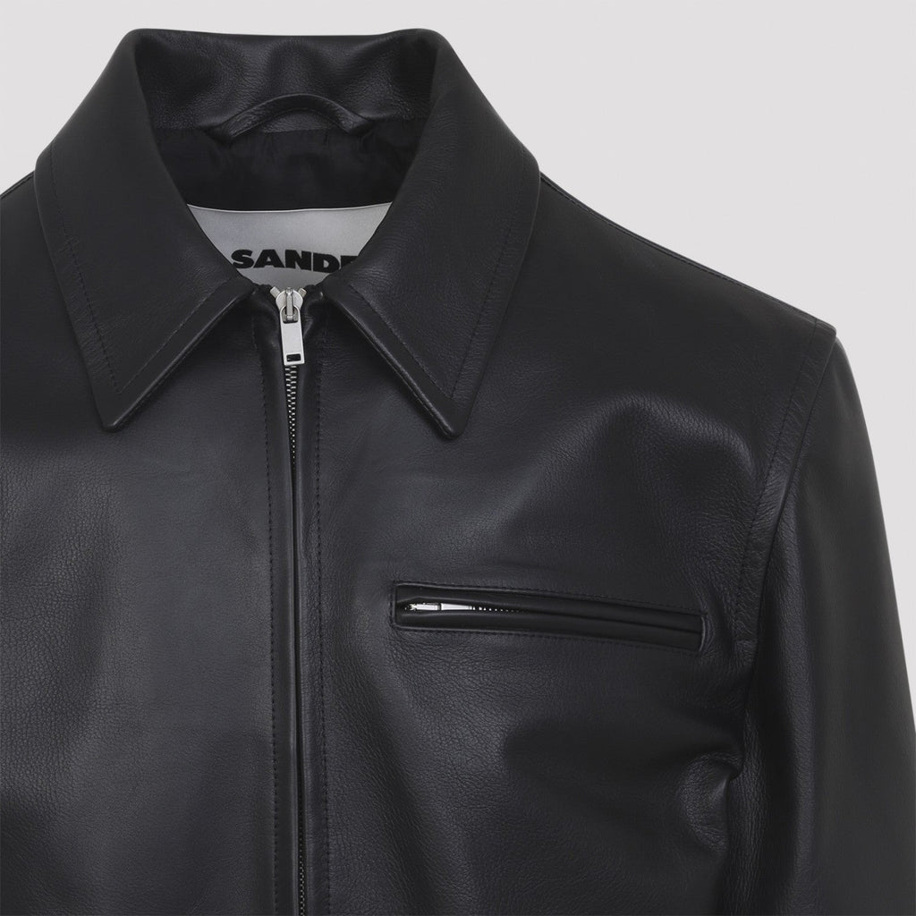 Jil Sander Men's Leather Jacket in Black