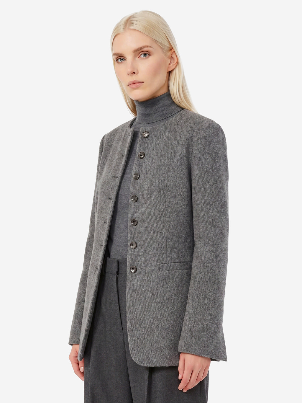 Max Mara Women's Dark Grey Crew Neck Falla Jacket in Grey
