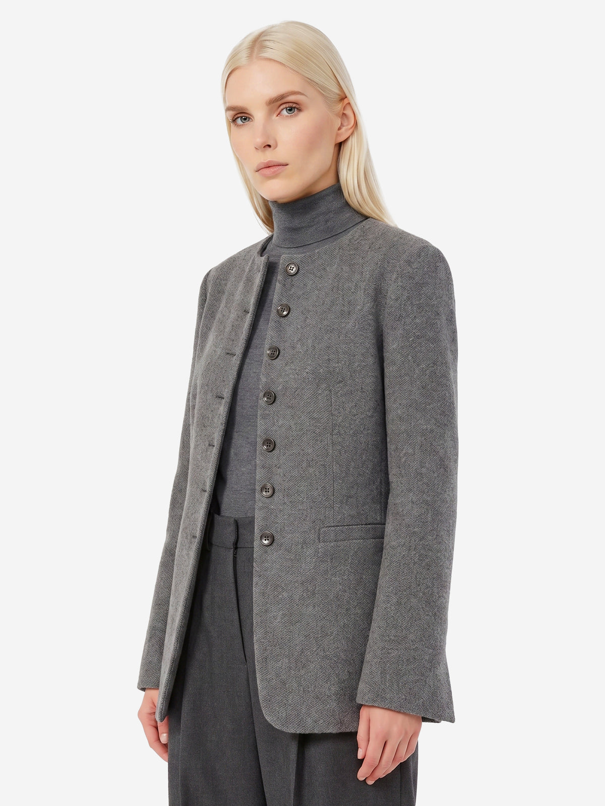 Max Mara Women's Dark Grey Crew Neck Falla Jacket in Grey