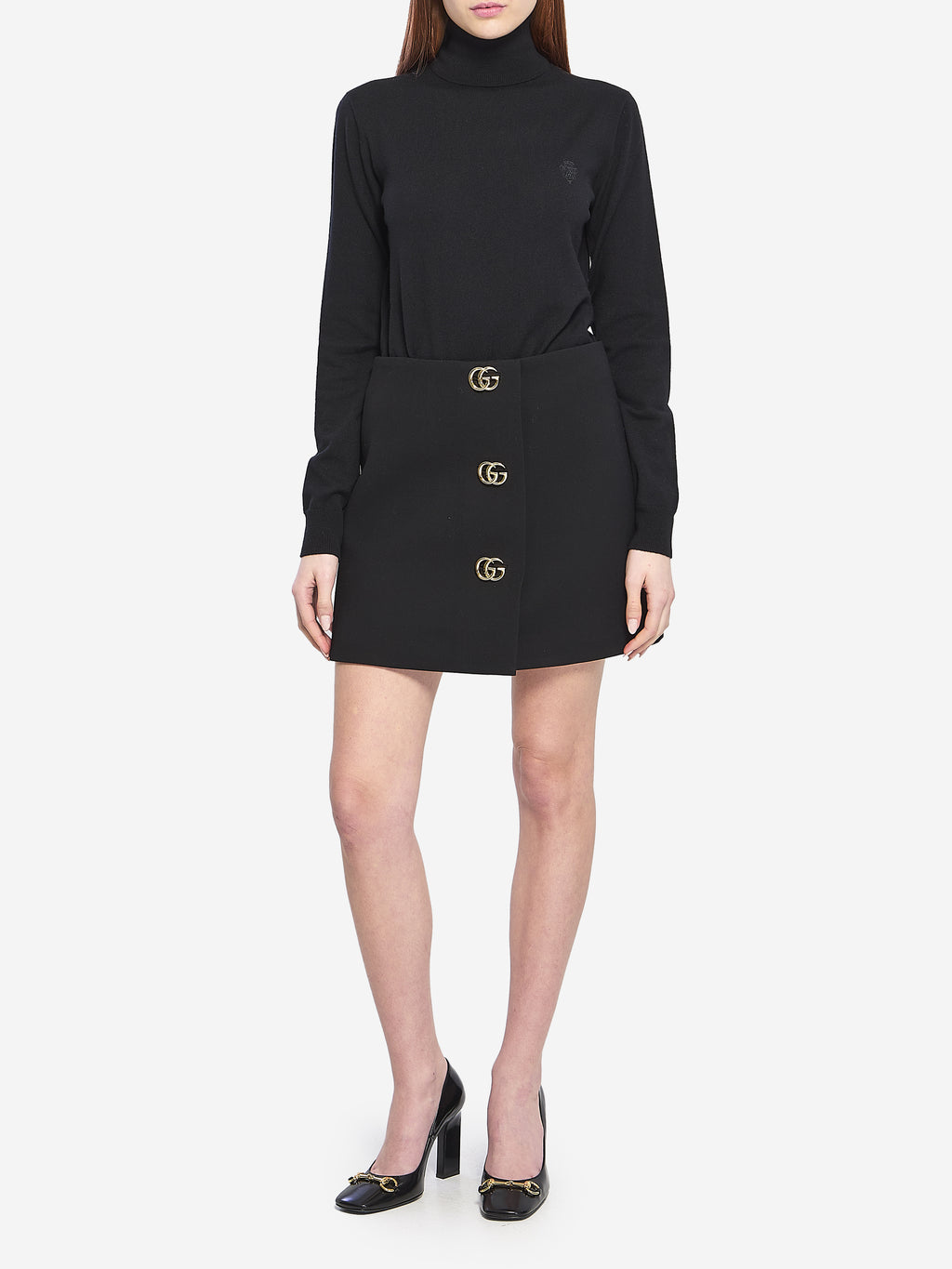 Gucci Women's Embroidered Wool Turtleneck in Black
