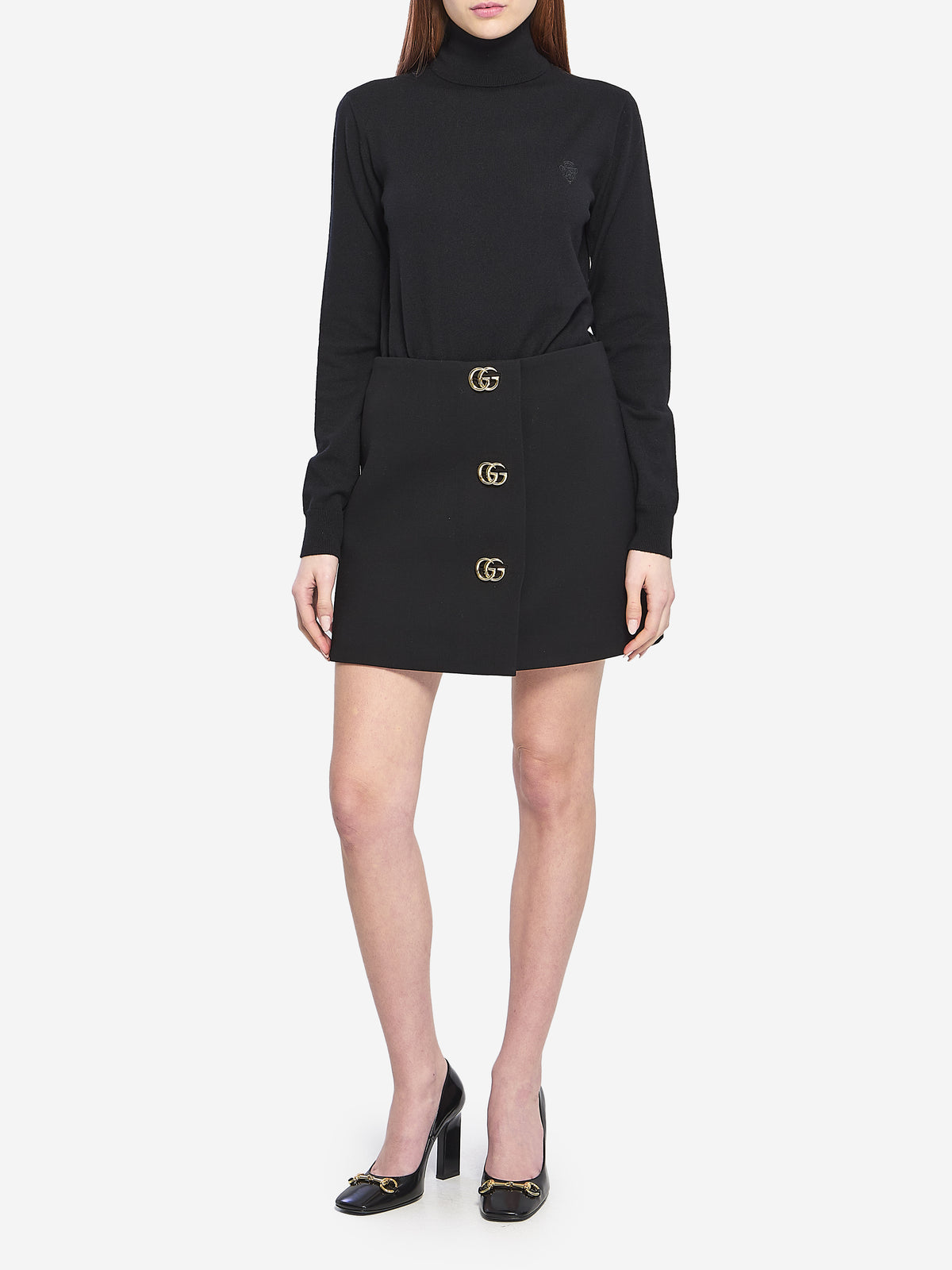 Gucci Women's Embroidered Wool Turtleneck in Black