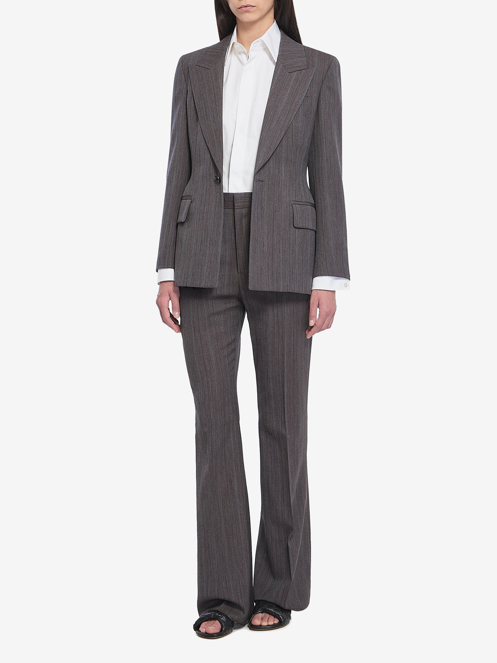 Bottega Veneta Women's Wool Trousers with Thin in Grey