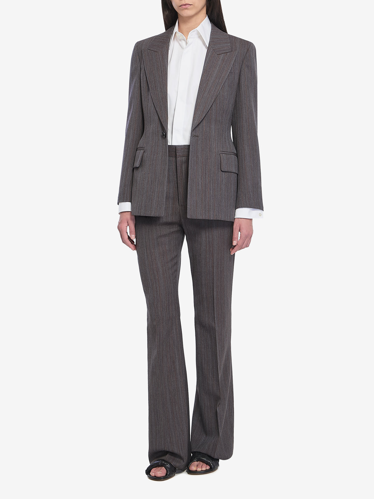 Bottega Veneta Women's Wool Trousers with Thin in Grey