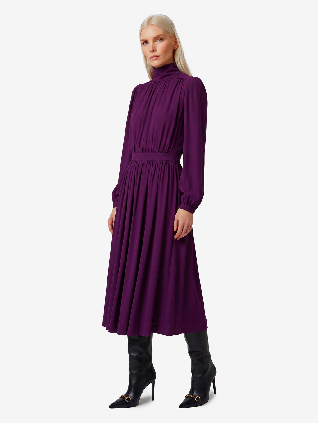 Gucci Women's Midi Dress in Viscose Crepe Jersey in Purple