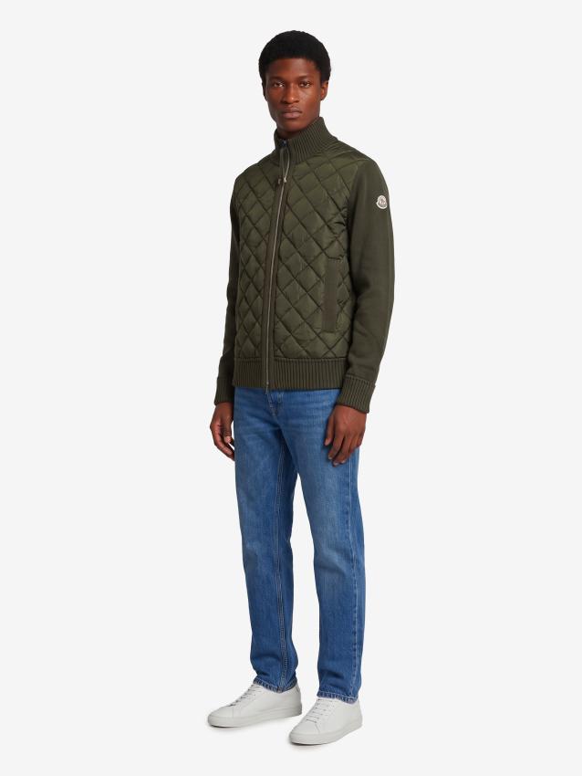 Moncler Men's Green Padded Tricot Cardigan in Green