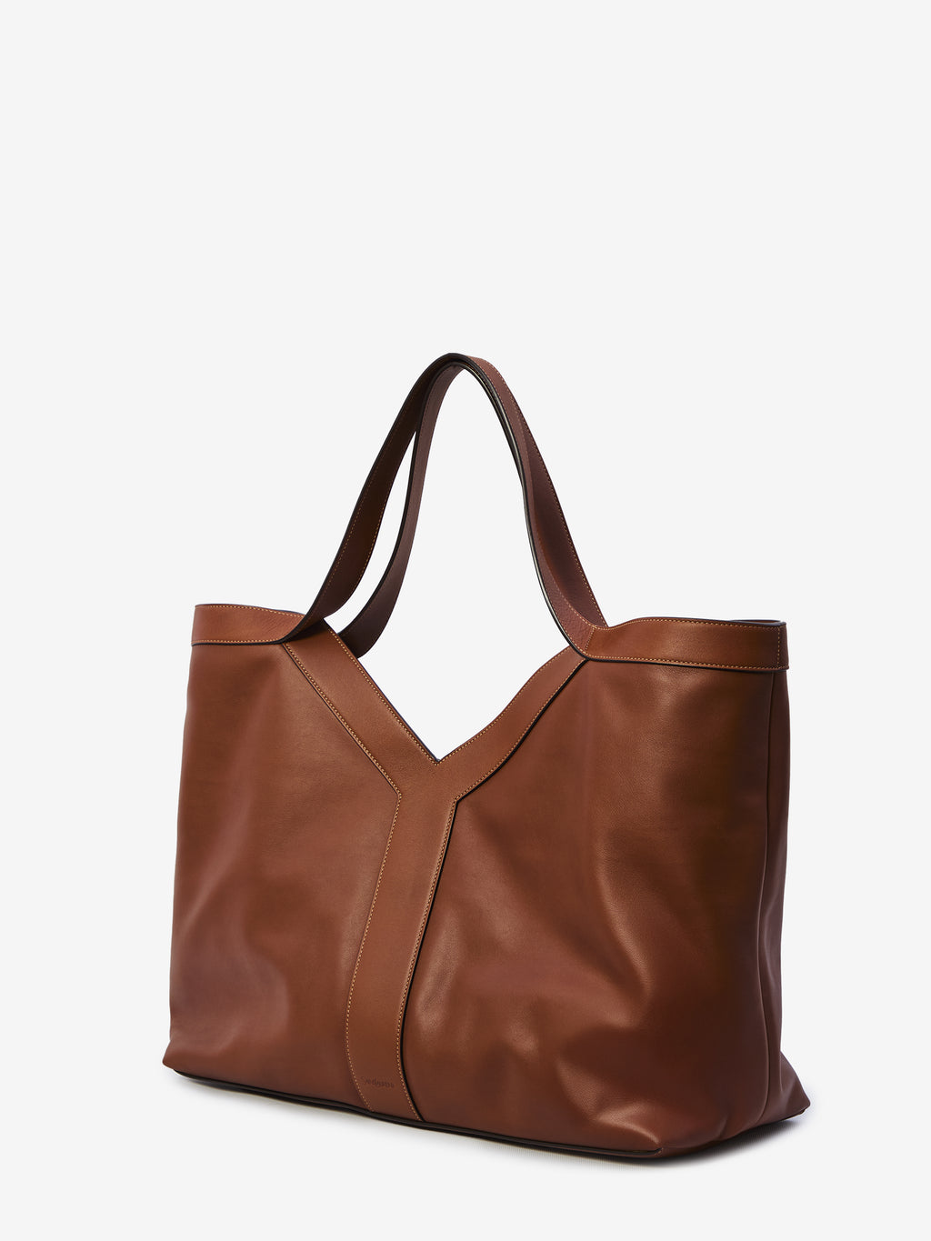 Saint Laurent Men's Large Y Tote Bag in Leather in Brown