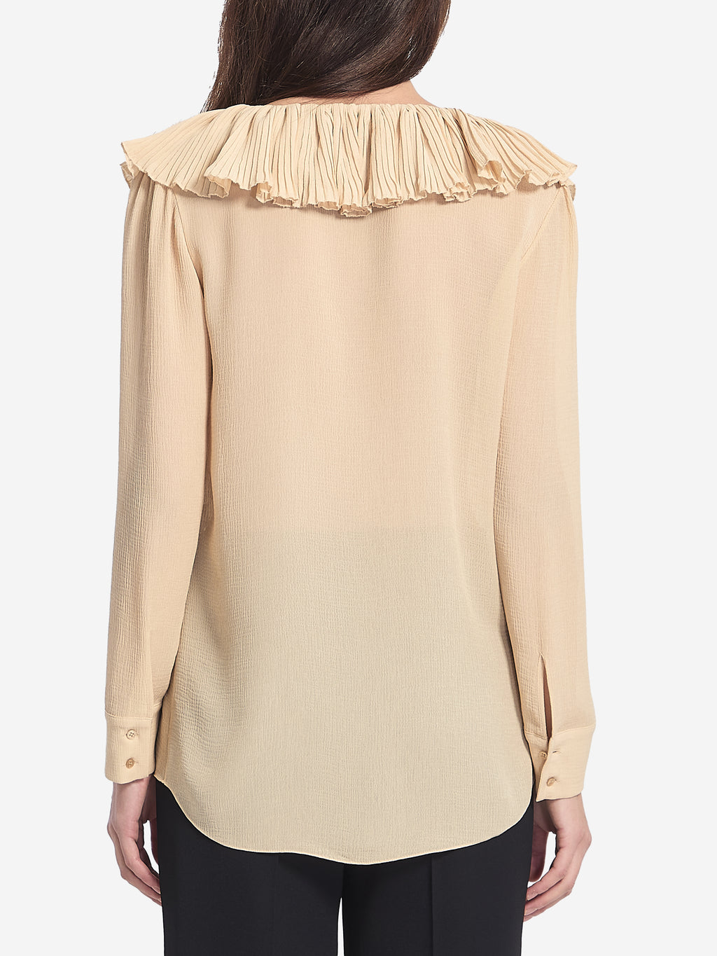 Saint Laurent Women's Ruffled Blouse in Beige