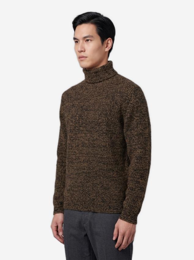 Lemaire Men's Tobacco High-neck Sweater in Brown