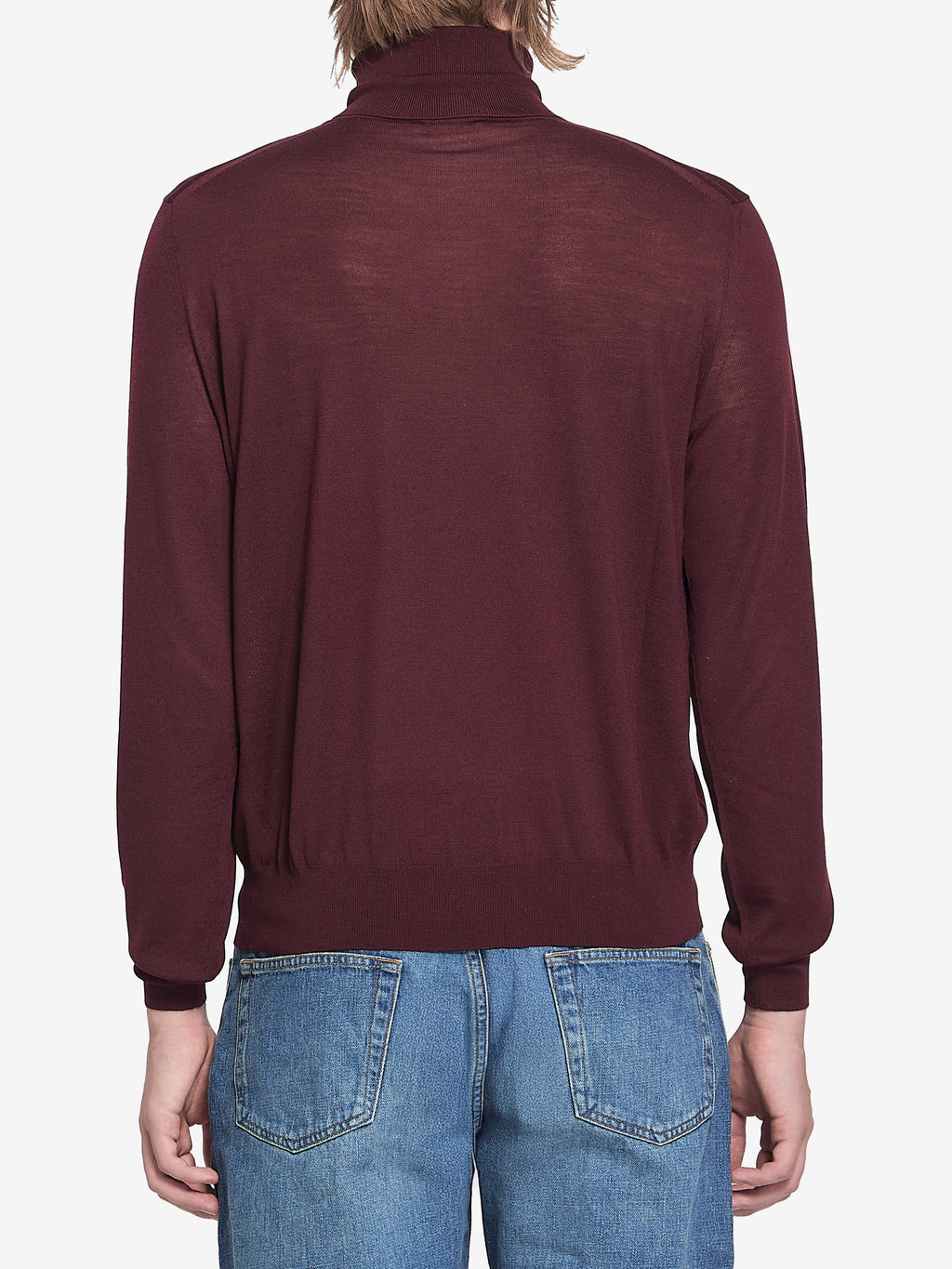 Saint Laurent Men's Wool Turtleneck Sweater in Bordeaux