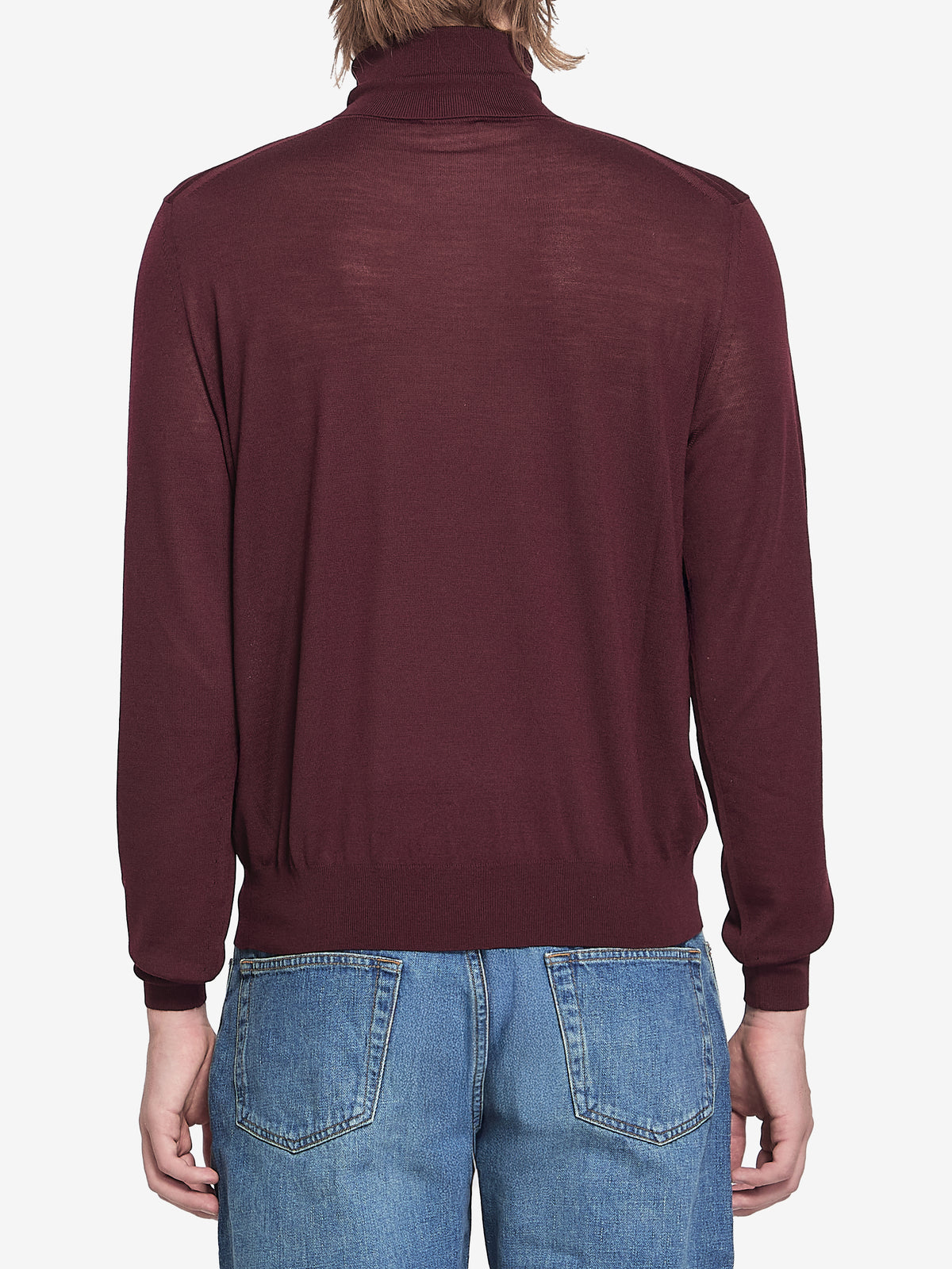 Saint Laurent Men's Wool Turtleneck Sweater in Bordeaux
