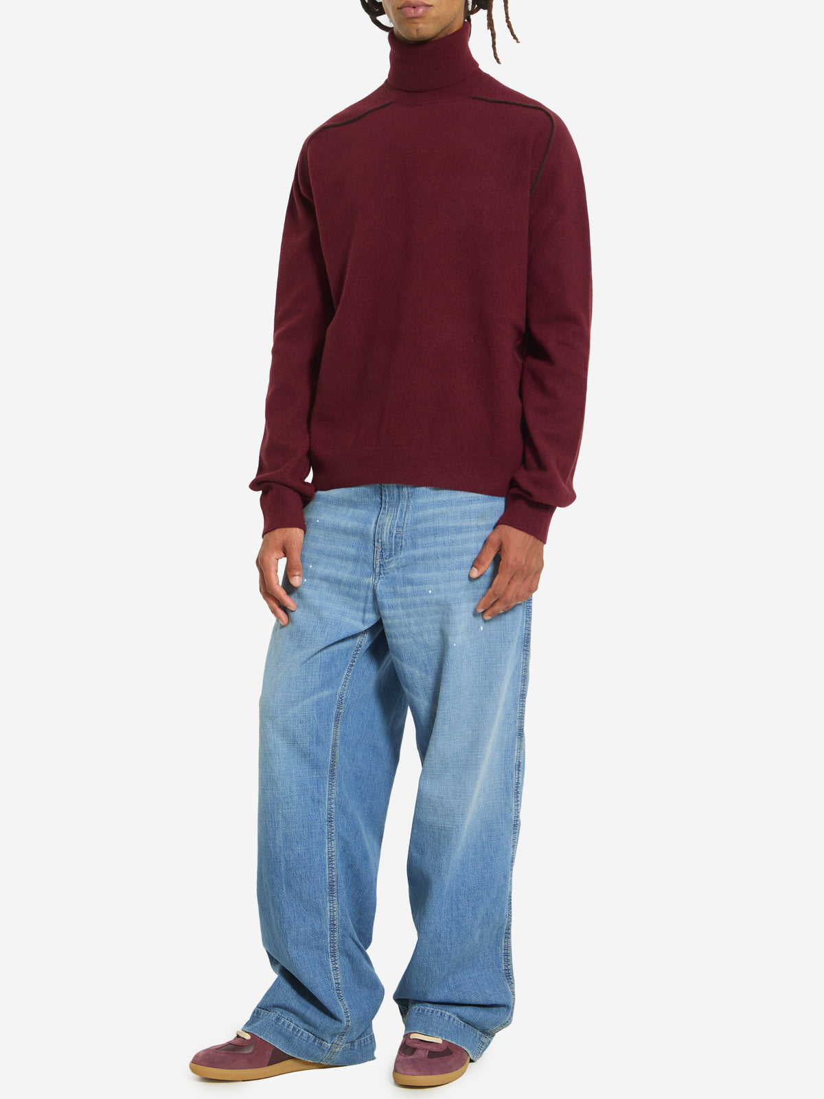Maison Margiela Men's Virgin Wool Turtleneck in Bordeaux