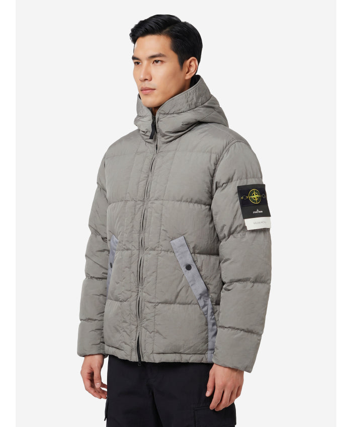 Stone Island Men's Econyl® Nylon Down Jacket in Grey