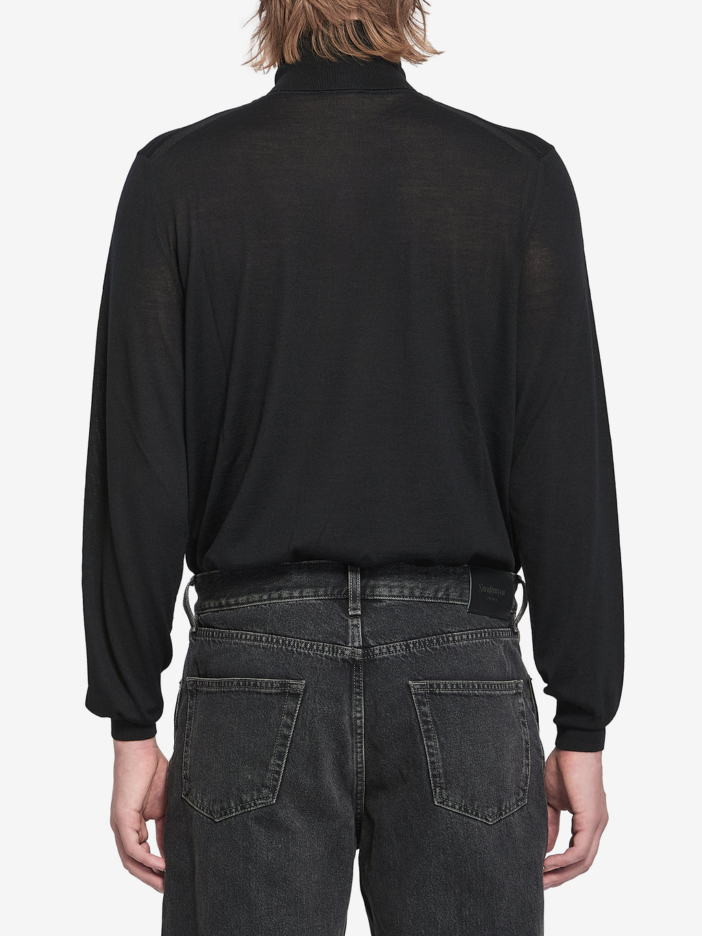 Saint Laurent Men's Wool Turtleneck Sweater in Black