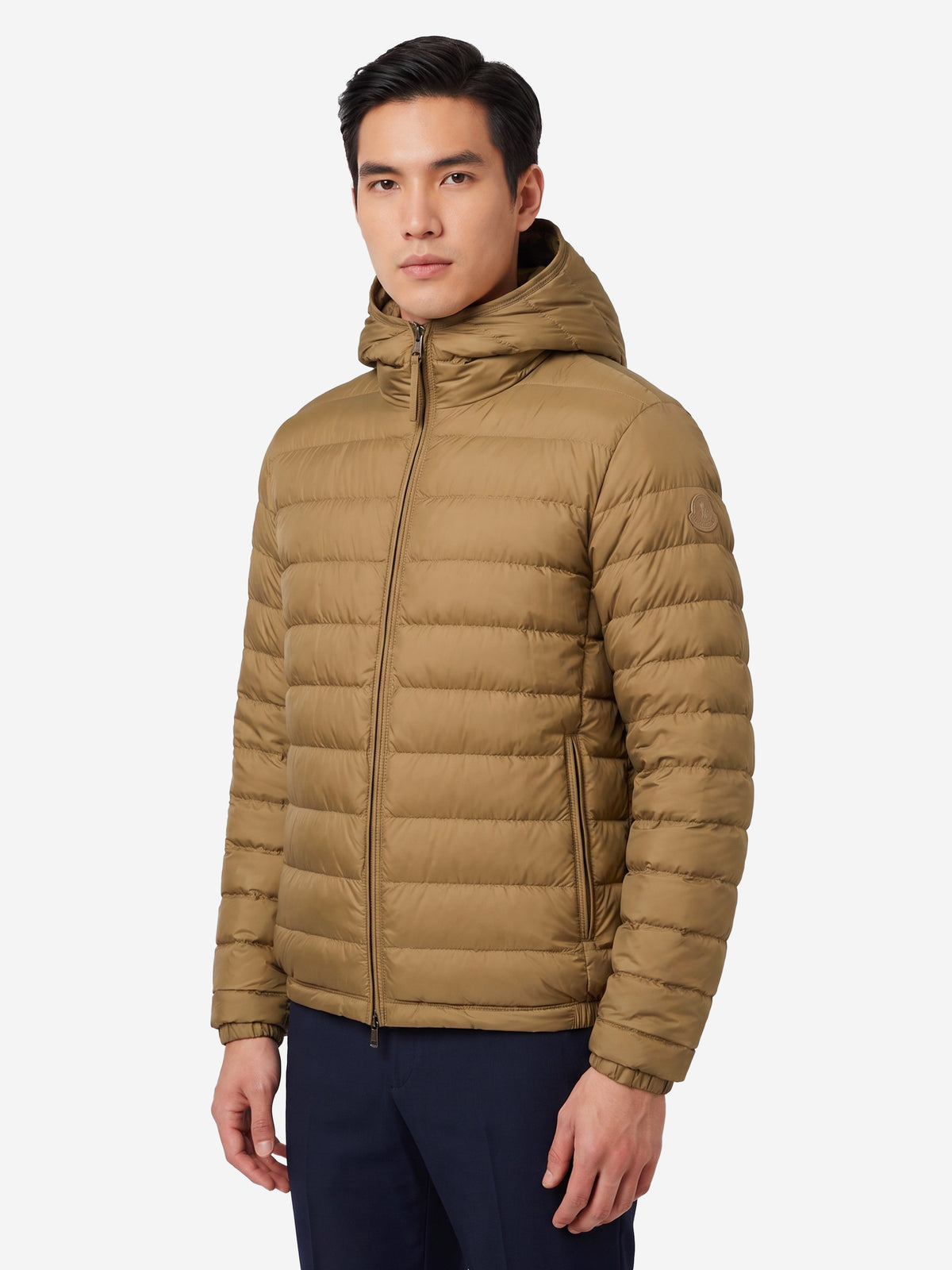 Moncler Men's Solienn Short Hooded Down Jacket in Brown
