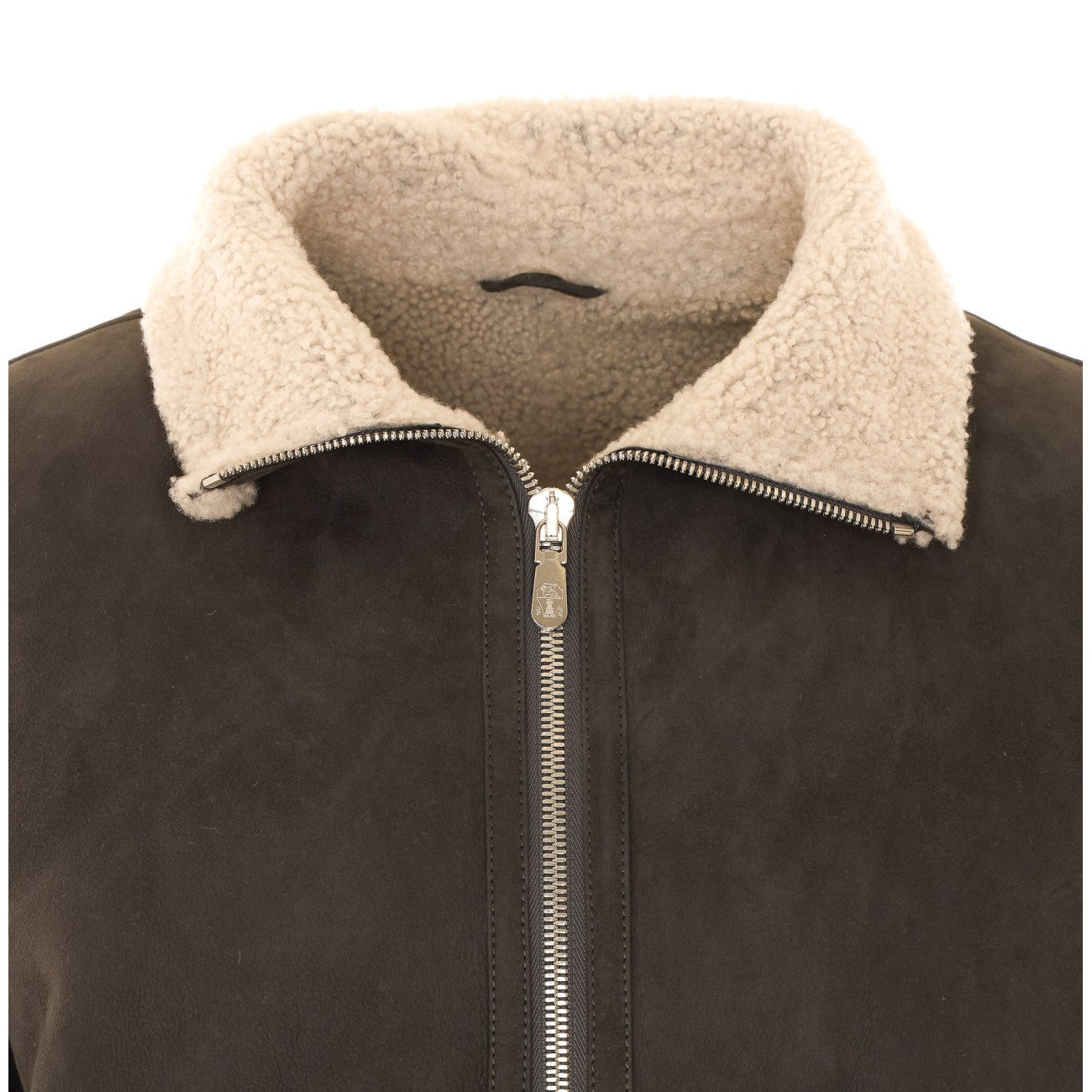 Brunello Cucinelli Men's Leather Jacket in Grey