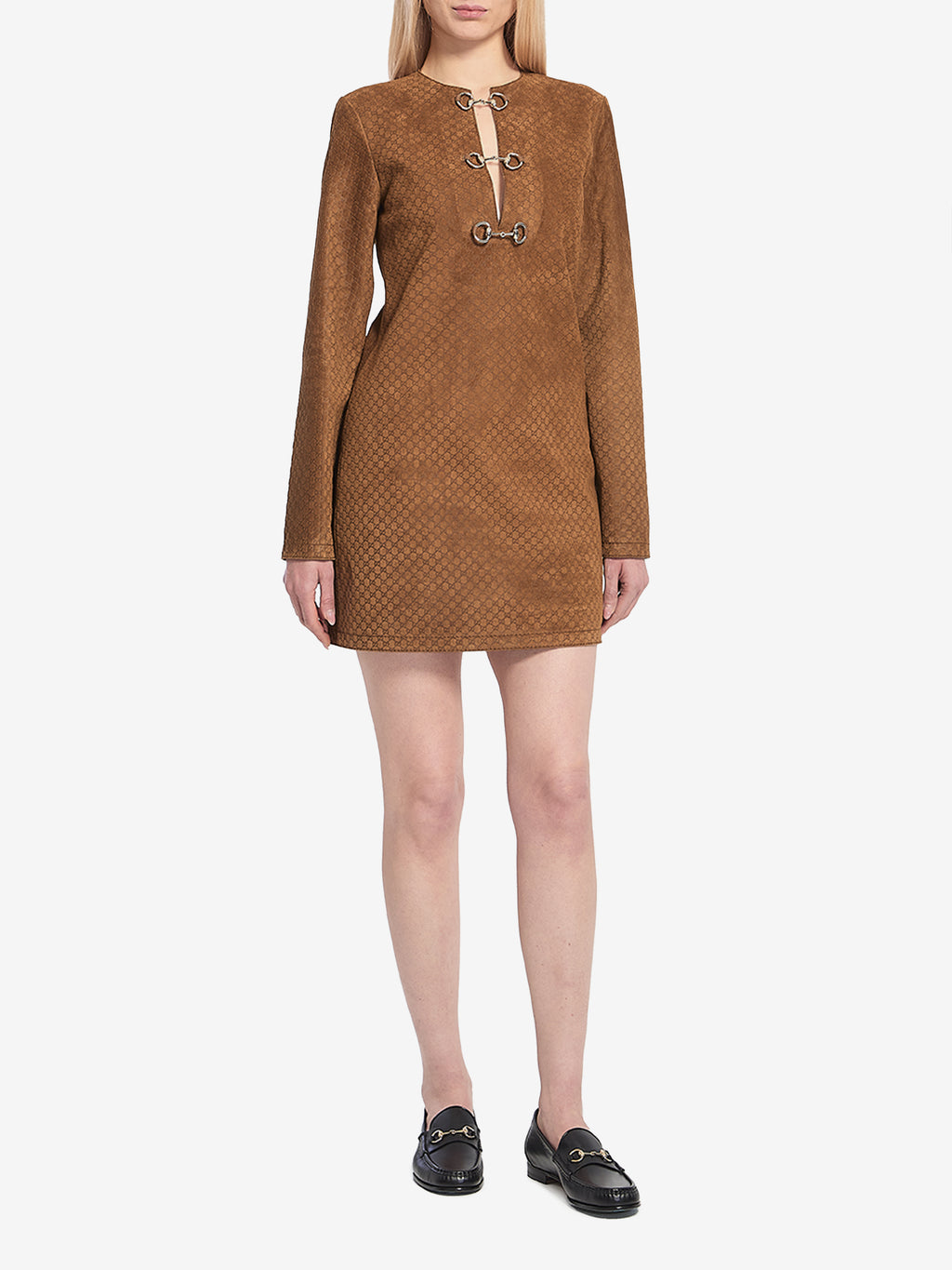 Gucci Women's GG Suede Mini Dress in Brown