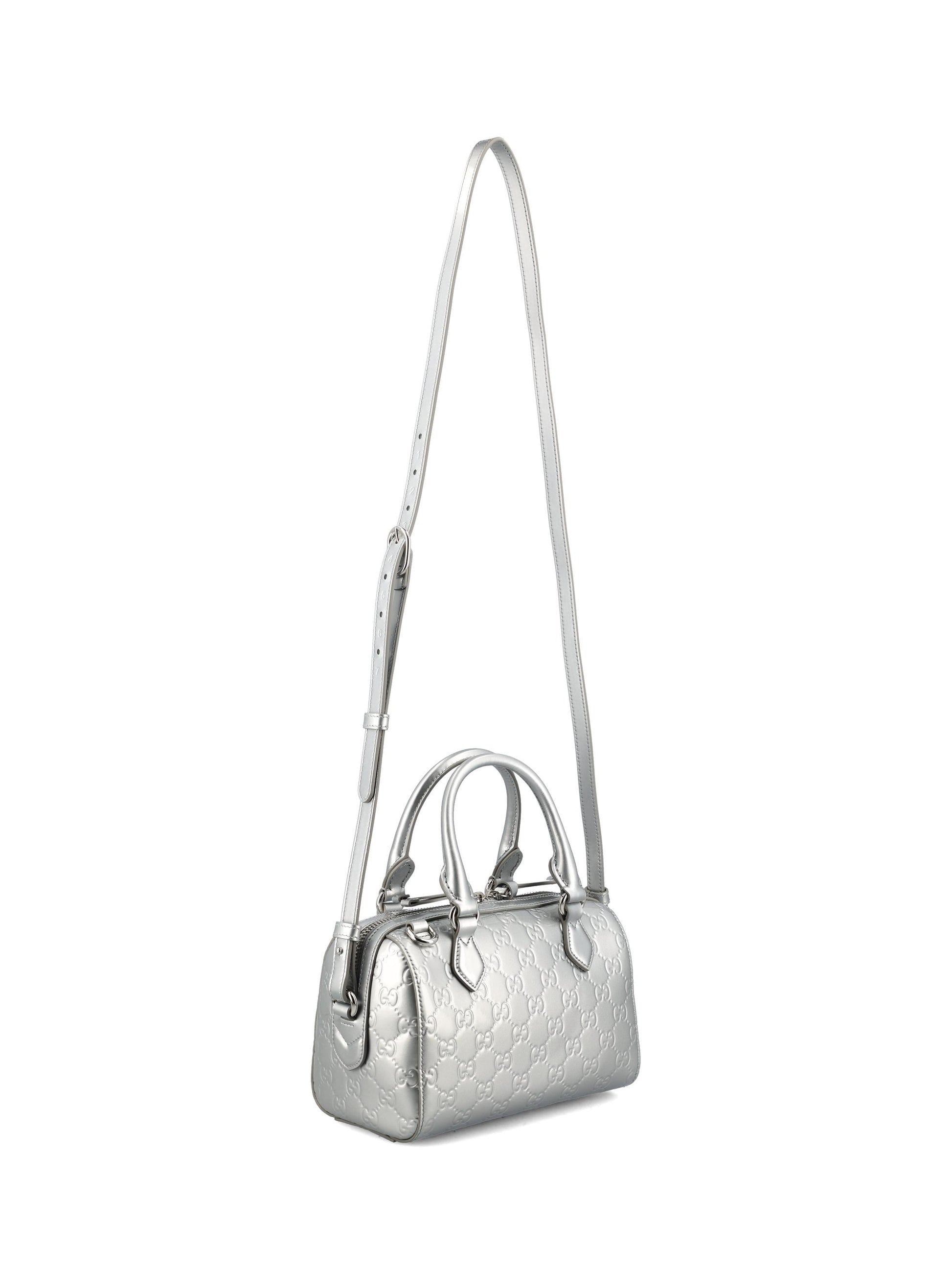 Gucci Women's Emblem Small Shoulder Bag in Silver