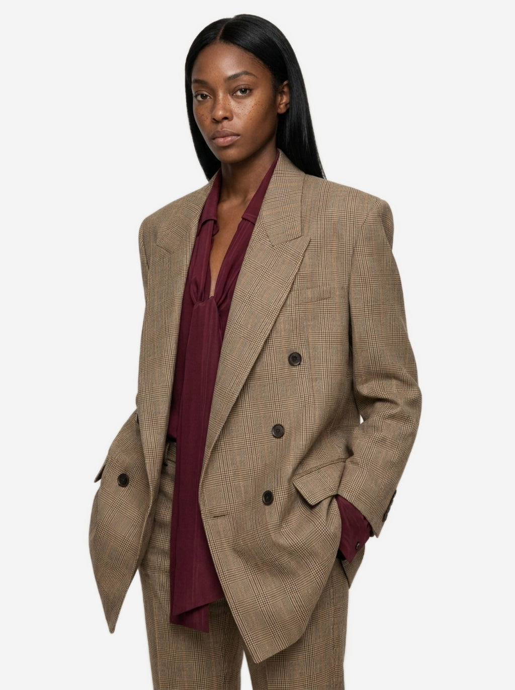 Saint Laurent Women's Double-breasted Jacket in Beige