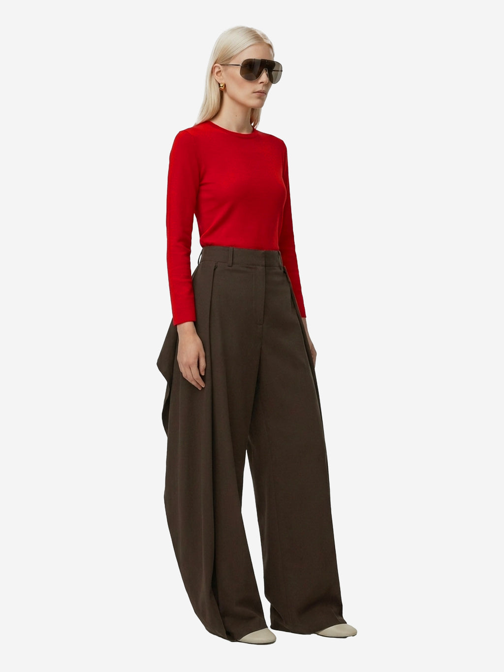 Loewe Women's Cotton and Silk Pants in Brown