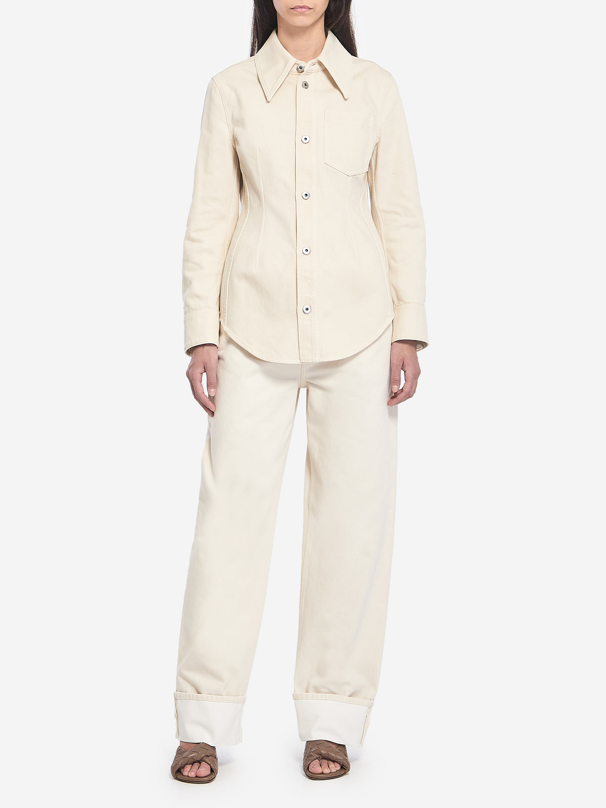 Bottega Veneta Women's Denim Shirt in Cream