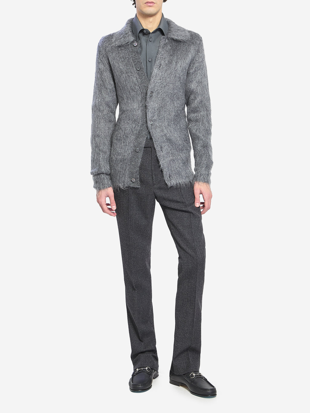 Gucci Men's Wool Mouliné Pant in Grey