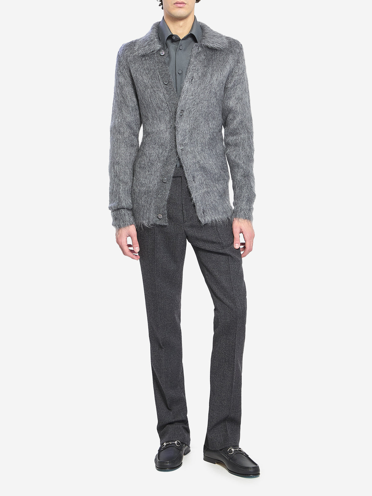 Gucci Men's Wool Mouliné Pant in Grey