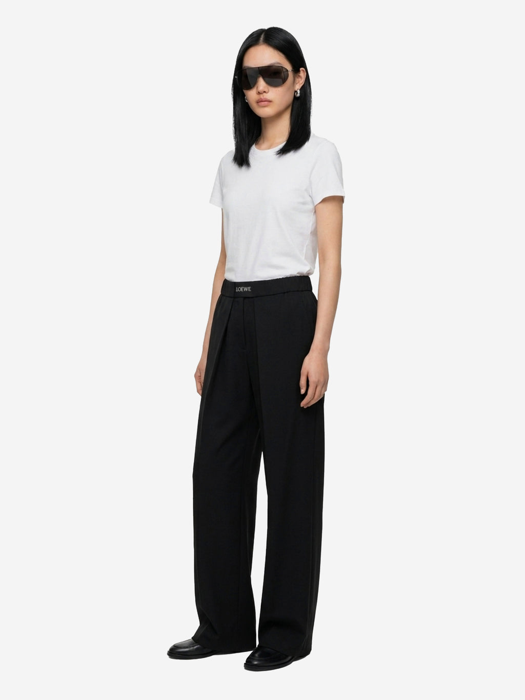 Loewe Women's Elasticated Wool Pants in Black