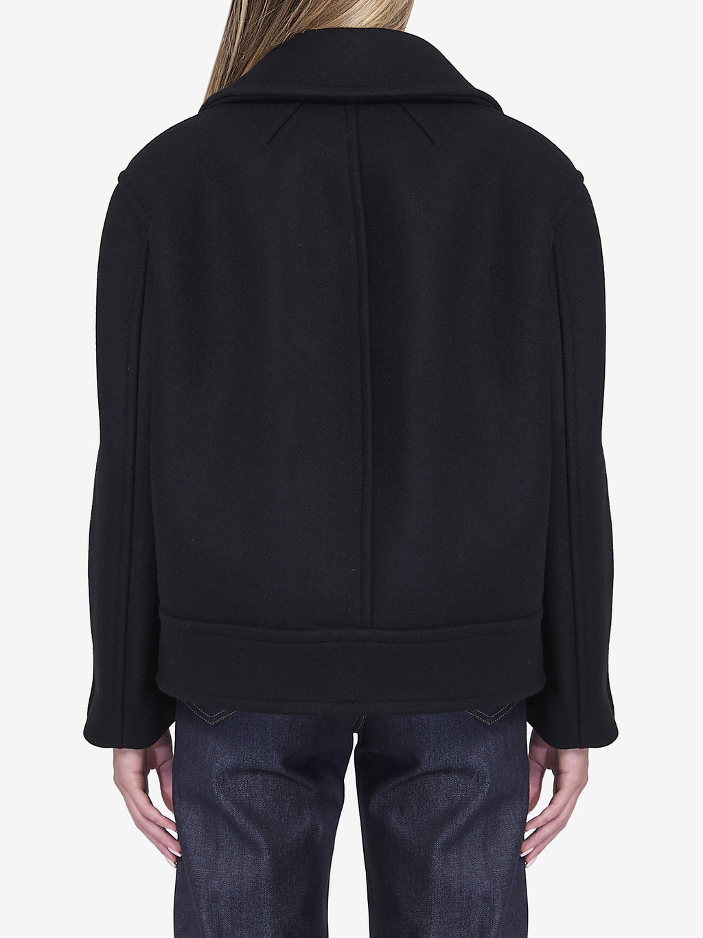 Saint Laurent Women's Oversize Pea Coat in Wool in Black