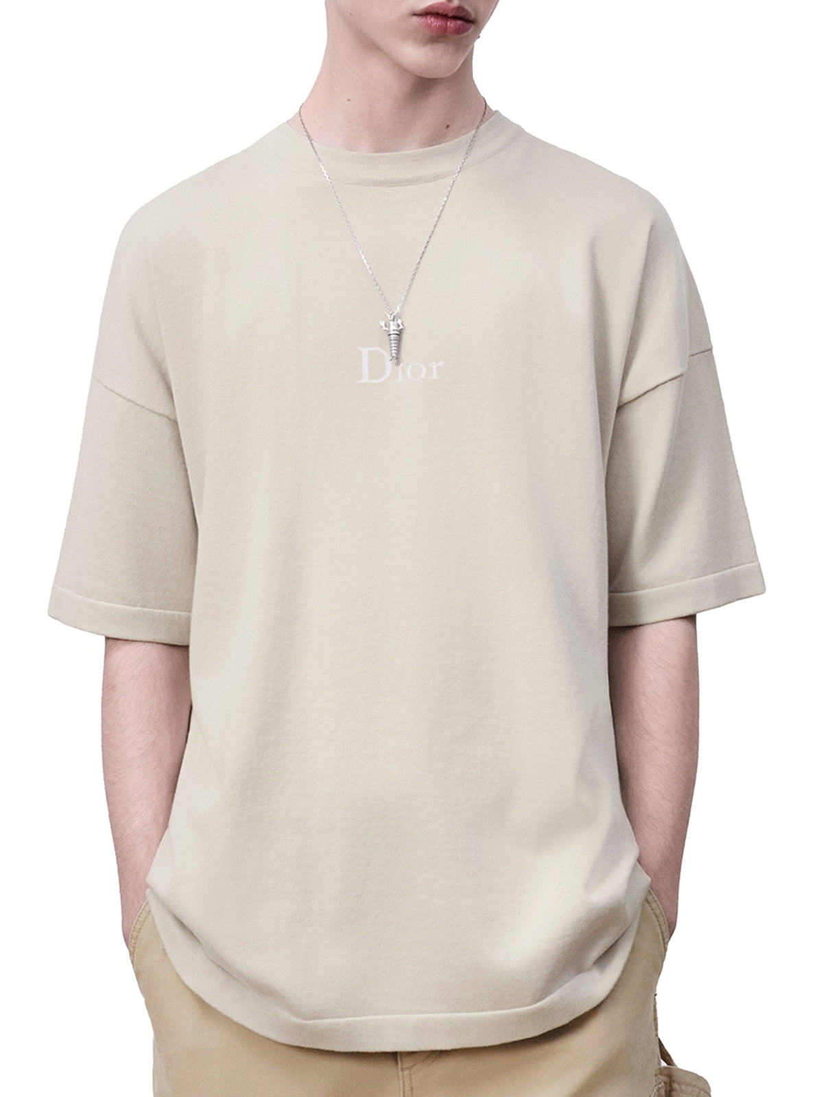 Christian Dior Men's T-SHIRT OVERSIZED FIT in Beige