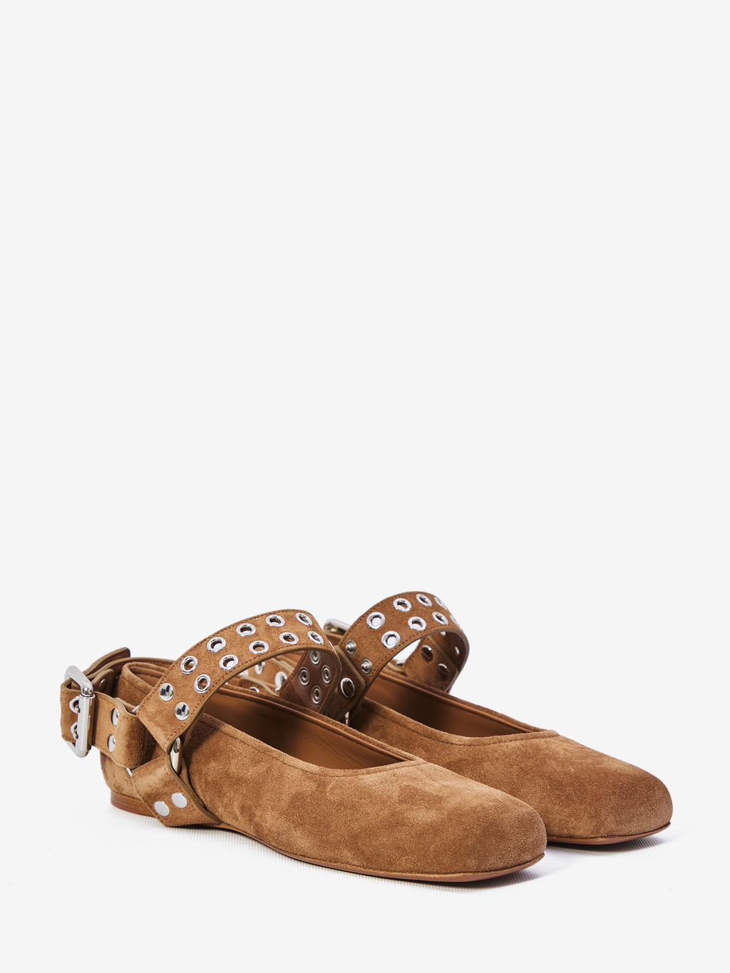 Alaia Women's Suede Ballet Flats in Brown