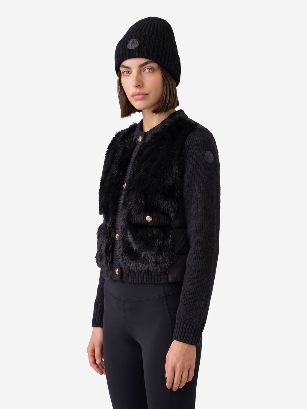 Moncler Women's Wool and Alpaca Blend Cardigan in Black