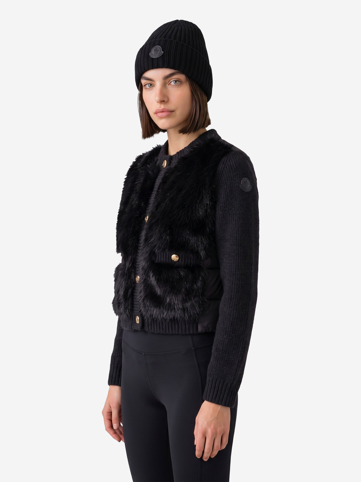 Moncler Women's Wool and Alpaca Blend Cardigan in Black