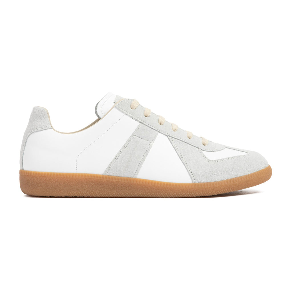 Maison Margiela Men's Leather Logo Patch Sneakers in White - view 2